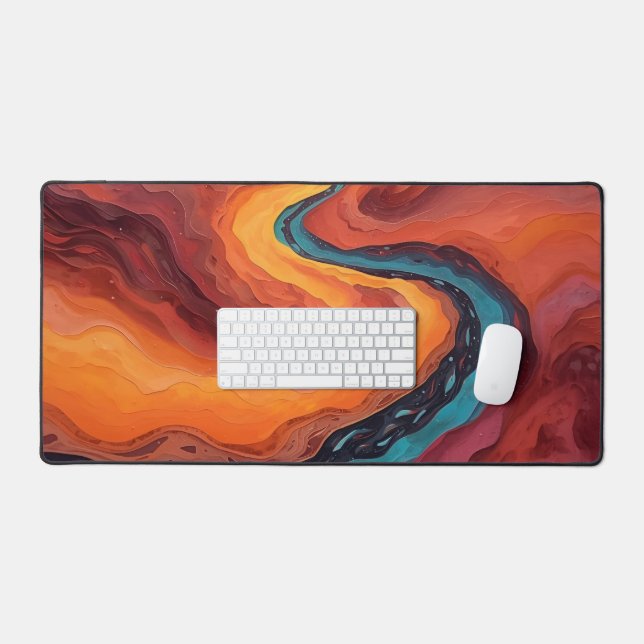 Fiery Path – Vibrant Abstract Sunset Landscape Desk Mat (Keyboard & Mouse)