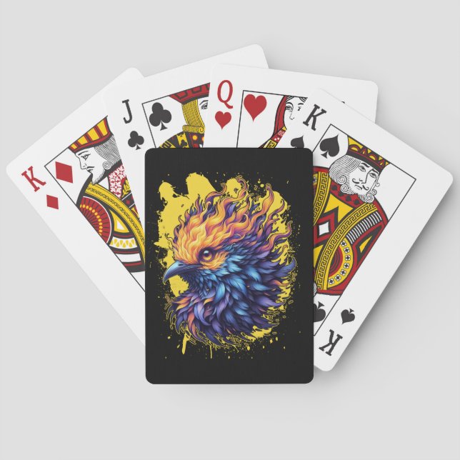 Fiery Phoenix Bird Art Playing Cards (Back)