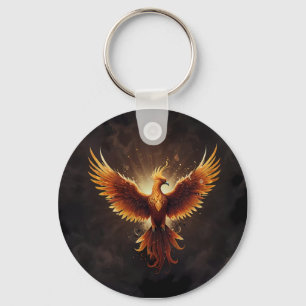 Fiery Phoenix Cushion Key Ring