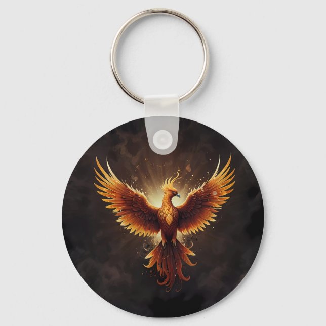 Fiery Phoenix Cushion Key Ring (Front)