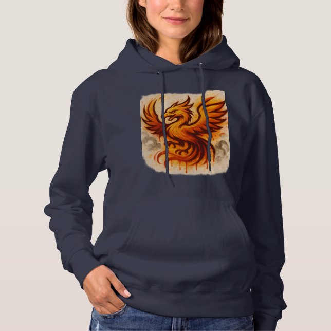 Fiery Phoenix Graffiti Flame Art Hoodie (Front)