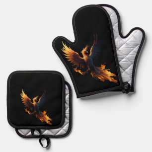 Fiery Phoenix Oven Mitt & Pot Holder Set
