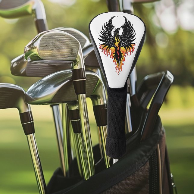 Fiery Phoenix Rising Firebird Black Tribal Flames Golf Head Cover (Creator Uploaded)