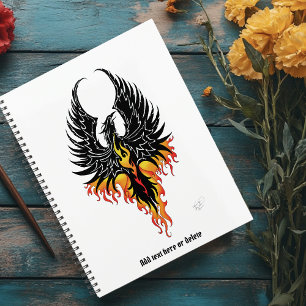 Fiery Phoenix Rising Firebird Black Tribal Flames Planner