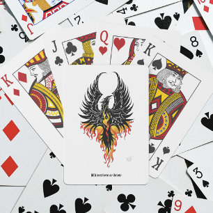 Fiery Phoenix Rising Firebird Black Tribal Flames Playing Cards