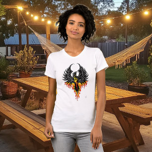 Fiery Phoenix Rising Firebird Black Tribal Flames T-Shirt