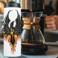 Fiery Phoenix Rising Firebird Black Tribal Flames