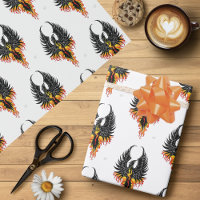Fiery Phoenix Rising Firebird Black Tribal Flames