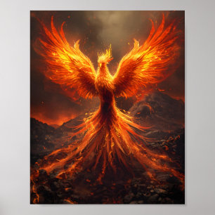 Fiery Phoenix Rising Poster