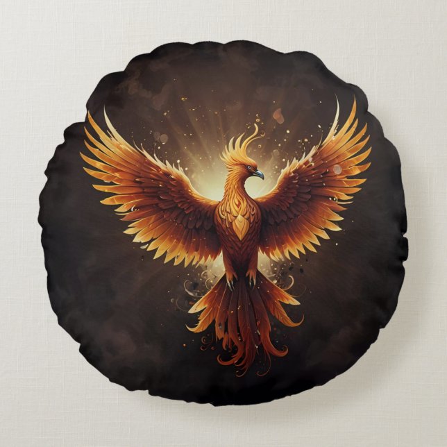 Fiery Phoenix  Round Cushion (Front)