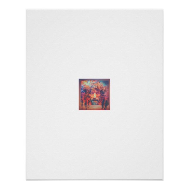 Fiery Portrait Botanical Crown Flames Poster (Front)