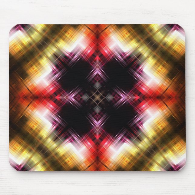 Fiery Prism Abstract with Radiant Red & Gold Glow Mouse Pad (Front)