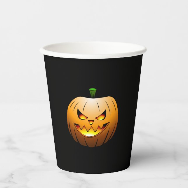 Fiery Pumpkin on a Paper Cup (Front)