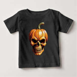 Fiery Pumpkin Skull for Halloween Baby T-Shirt