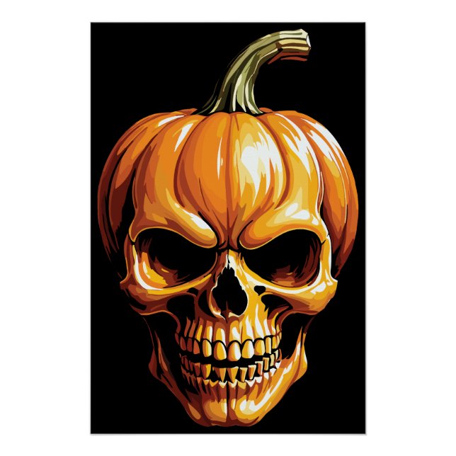 Fiery Pumpkin Skull for Halloween Poster (Front)