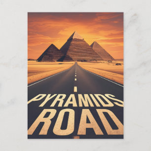 Fiery Pyramids Road Egypt Desert Art Holiday Postcard