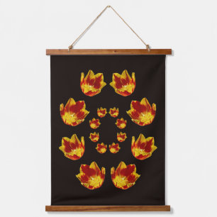 Fiery Red And Yellow Tulip Flowers Abstract Hanging Tapestry