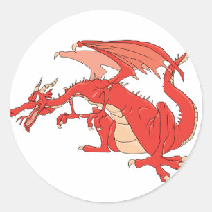Fiery Red Dragon Classic Round Sticker