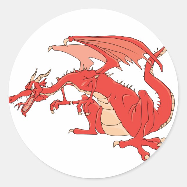 Fiery Red Dragon Classic Round Sticker (Front)