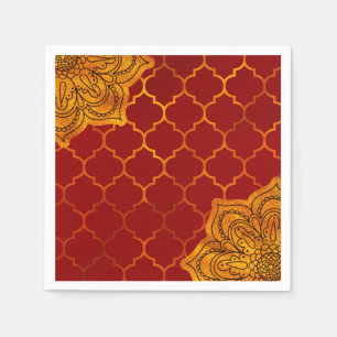 Fiery Red Gold Royal Indian Arabian Theme Moroccan Napkin