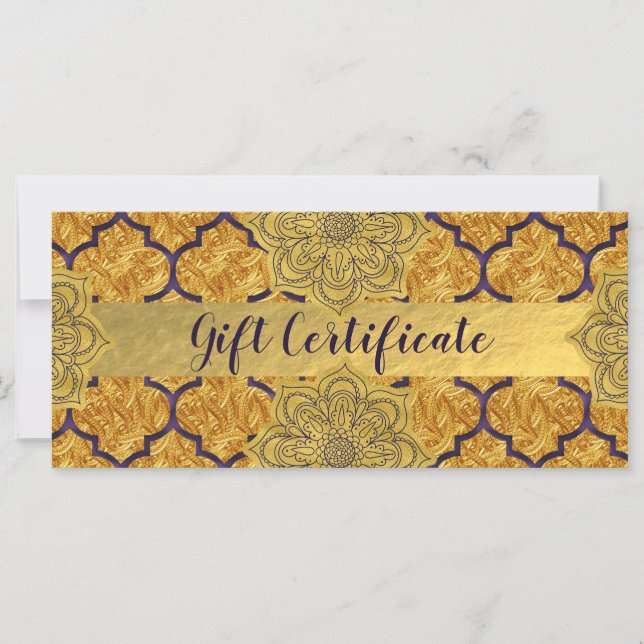 Fiery Red Gold Royal Indian Gift Certificate (Front)