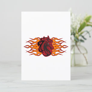 Fiery Red Horse Head with Flames Invitation