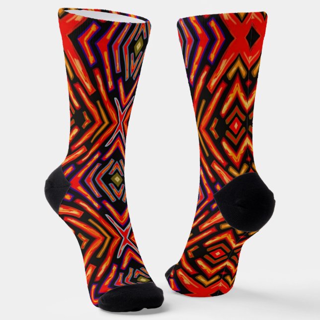 Fiery Red Orange Black  Socks (Angled)