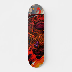 Fiery Red Orange Dragon Art Illustration Skateboard