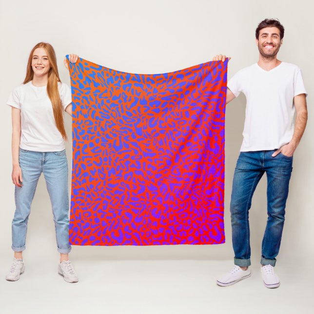 Fiery Red Orange Purple Large Leopard Print Fleece Blanket (In Situ)