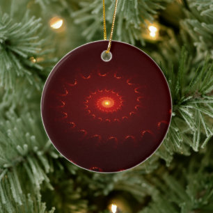Fiery Red Sparkle Swirl Gradient Ceramic Tree Decoration