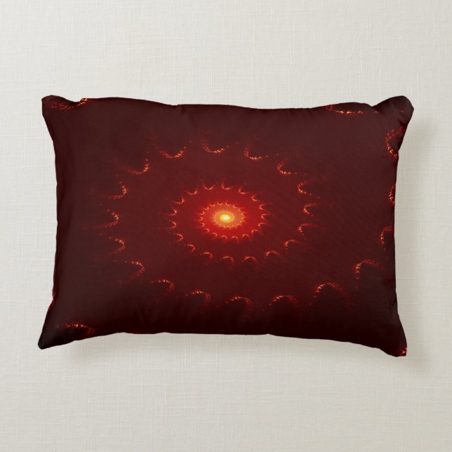Fiery Red Sparkle Swirl Gradient Decorative Cushion (Back)