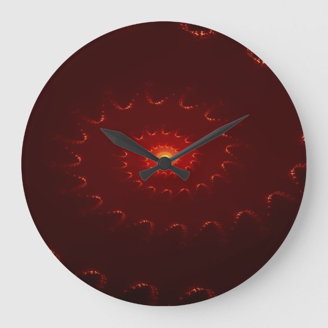 Fiery Red Sparkle Swirl Gradient Large Clock (Front)