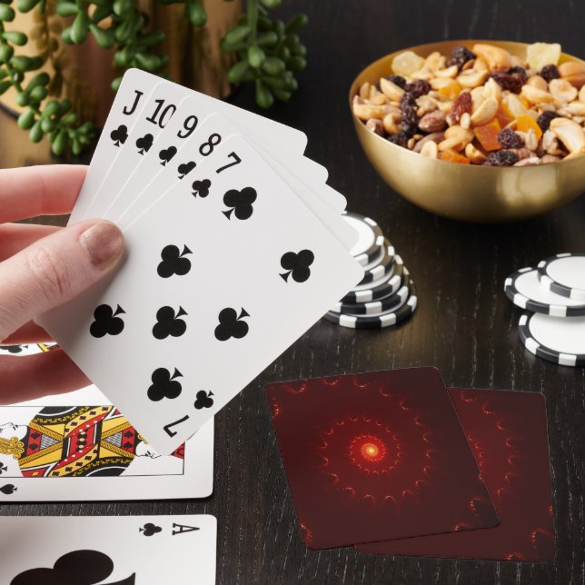 Fiery Red Sparkle Swirl Gradient Playing Cards (In Situ)