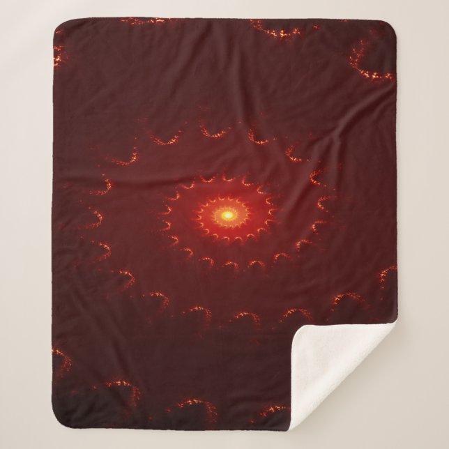 Fiery Red Sparkle Swirl Gradient Sherpa Blanket (Front)