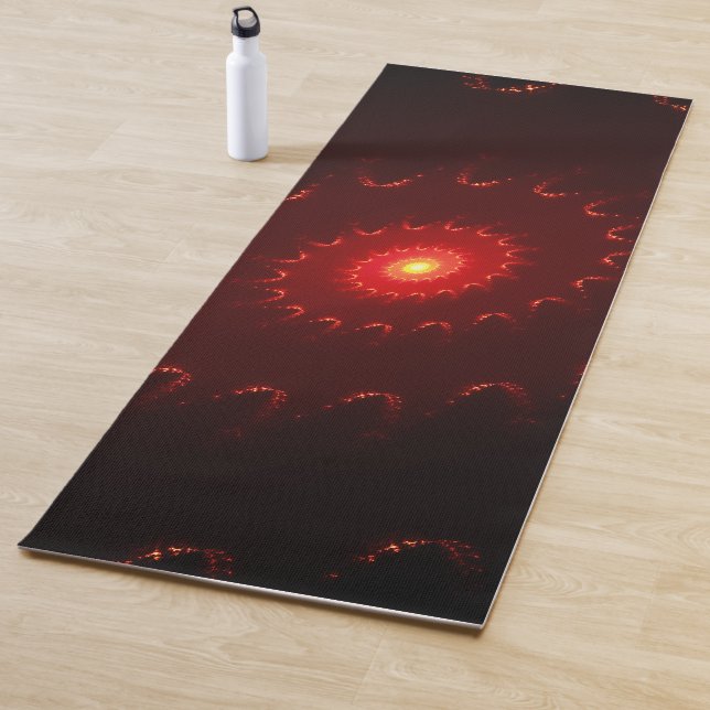 Fiery Red Sparkle Swirl Gradient Yoga Mat (In Situ)