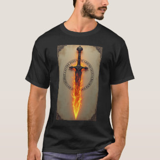 Fiery Runes: Mystical Burning Sword T-Shirt