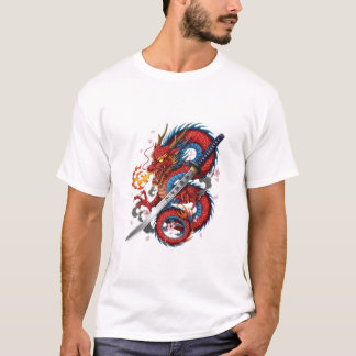 Fiery Samurai Dragon – Japanese Katana tshirt