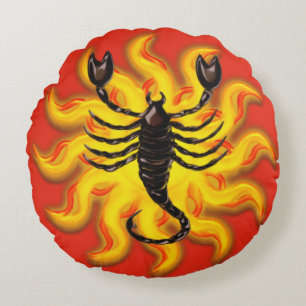 Fiery Scorpio Round Cushion