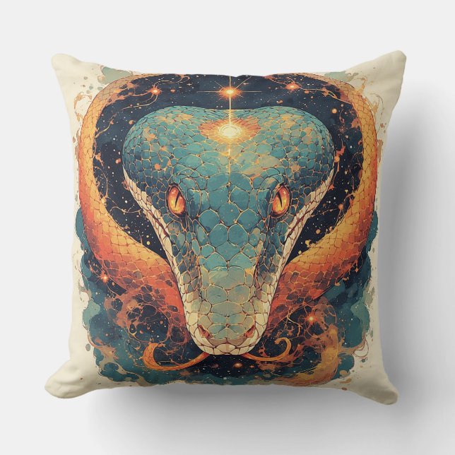 Fiery Serpent Illustration For Bold Home Decor 🔥 Cushion (Front)