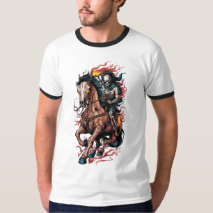 Fiery Skeleton Rider on a Galloping Horse T-Shirt