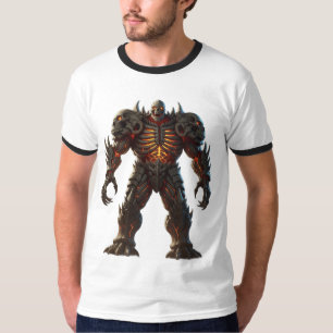 Fiery Skull Armor Dark Fantasy Sci-Fi Creature T-Shirt
