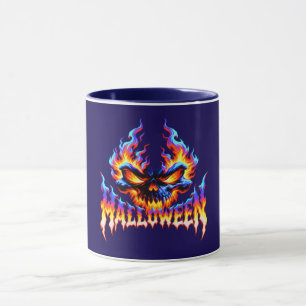 Fiery Skull Halloween Flame Design Mug