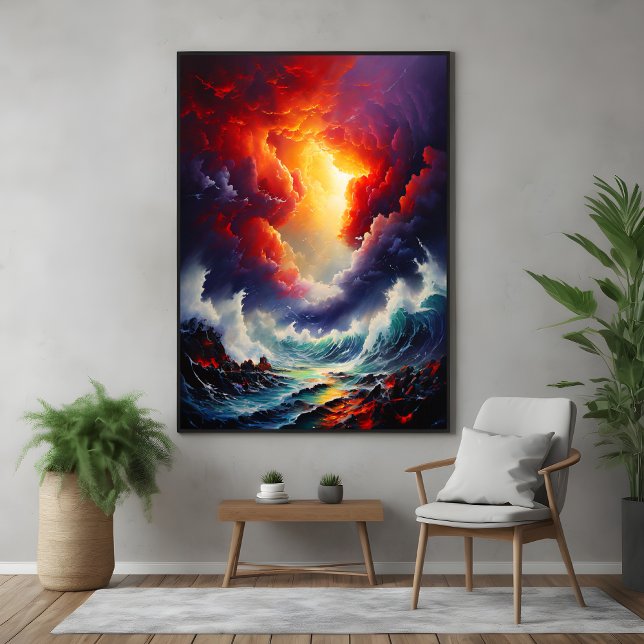 Fiery Sky and Roaring Sea – Dynamic Seascape Art Poster (Creator Uploaded)