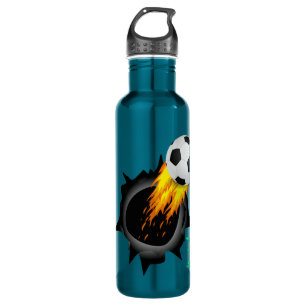 Fiery Soccer Ball Water Bottles