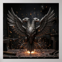 Fiery Sparks and Heavy Metal Forged Eagle Decorati