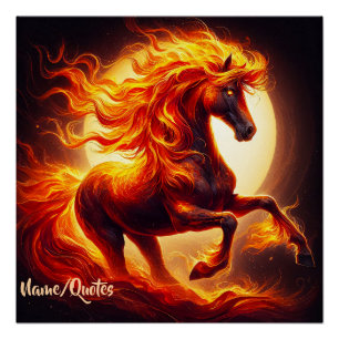 Fiery Spirit Horse Under the Moonlight Poster