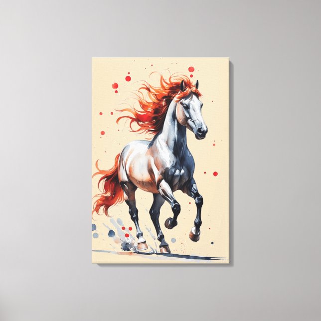 Fiery Spirit - Majestic Horse Watercolor Art  Canvas Print (Front)