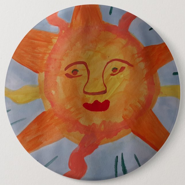 Fiery Sun 6 Cm Round Badge (Front)