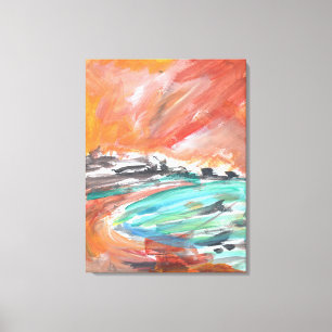 Fiery Sunset Coastal Cove Canvas Print