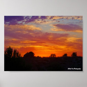 Fiery Sunset Landscape Poster